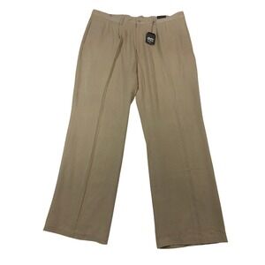 Bobby Chan Mens 100% Silk Pleated Trousers Tan Khaki Dress Pants WT505 42x32 NEW